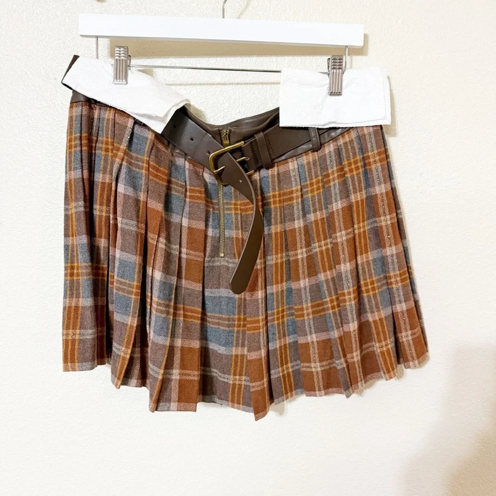 NWT Ramy Brook ASO Taylor Swift Derrick Pleated Belted Plaid Mini Skirt $365 8